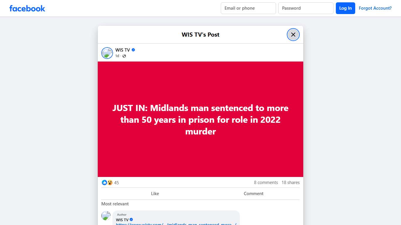 WIS TV - JUST IN: Midlands man sentenced to more than 50... Facebook