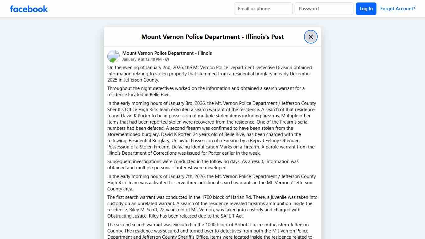 On the evening... - Mount Vernon Police Department - Illinois Facebook