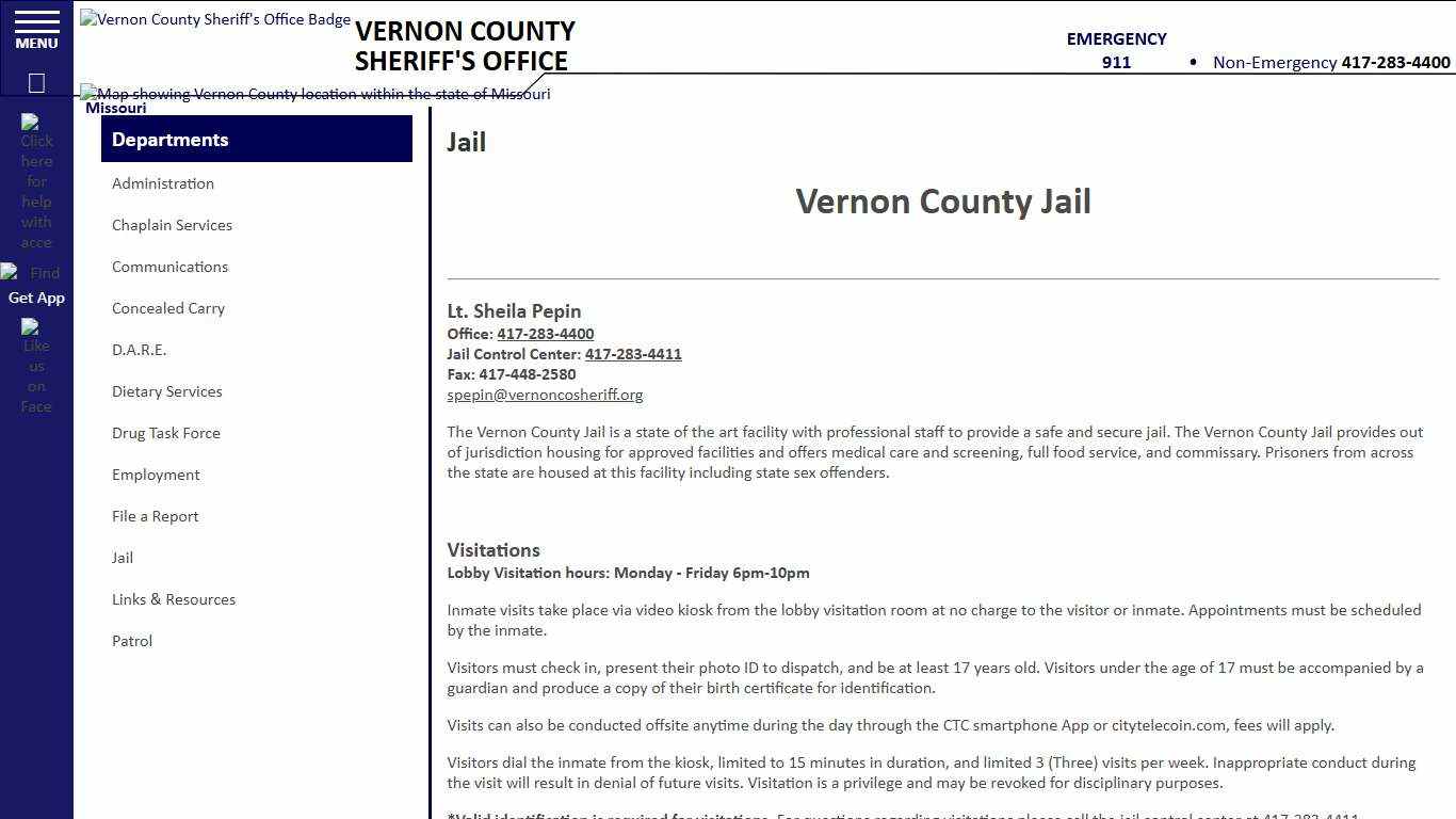 Jail Vernon County MO Sheriff